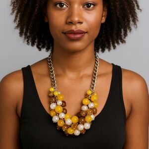 NY & Co Multi-Color Faux Pearl Statement Necklace | Chunky Beaded‎ Fashion-Core